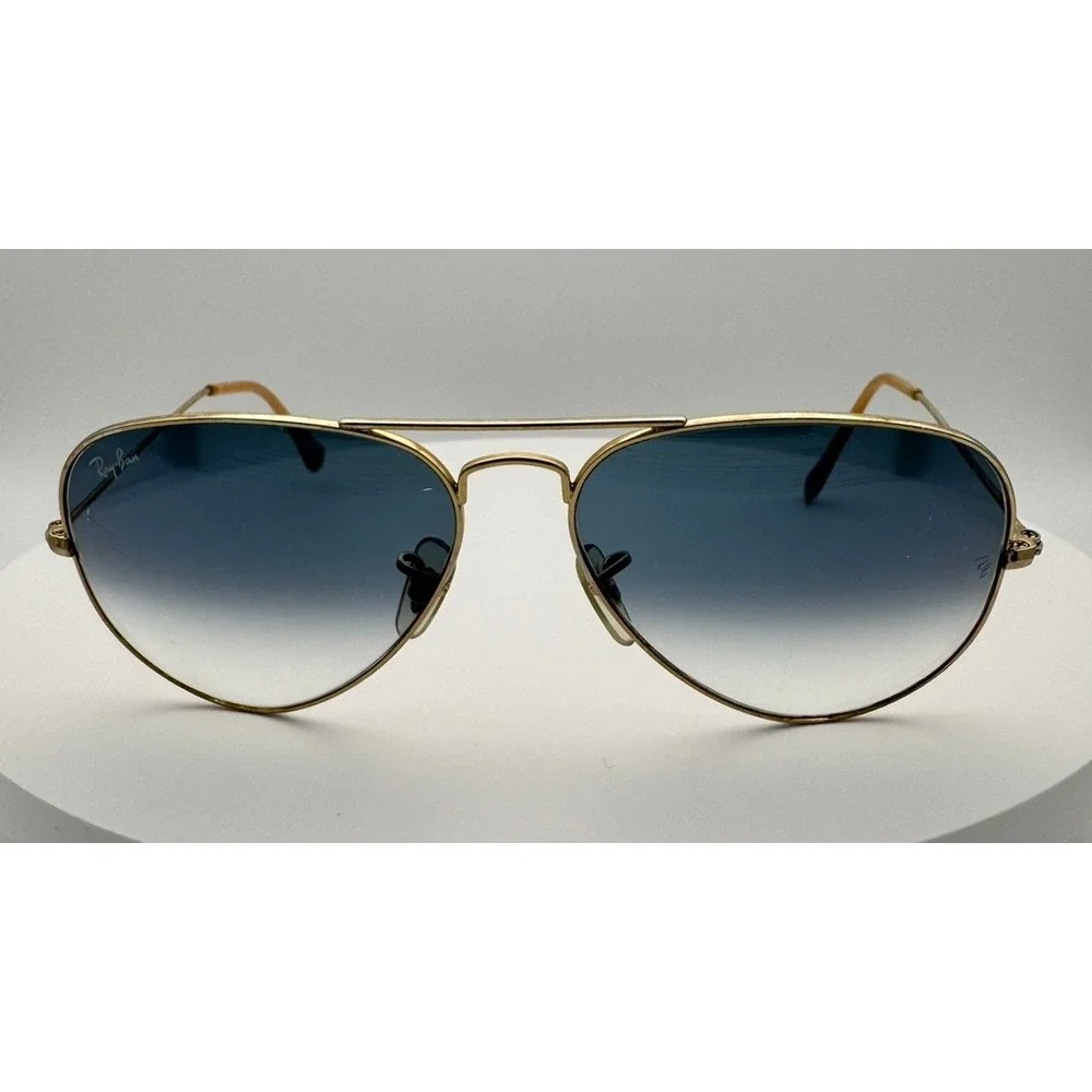 Ray Ban Aviator RB3025 Gold Frame Blue Lenses 58[]14 With Case *Flaws*